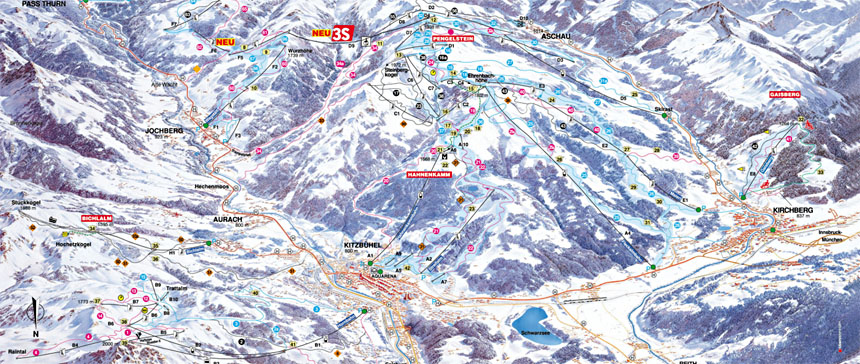Ski mapa Kitzbühel-Kirchberg