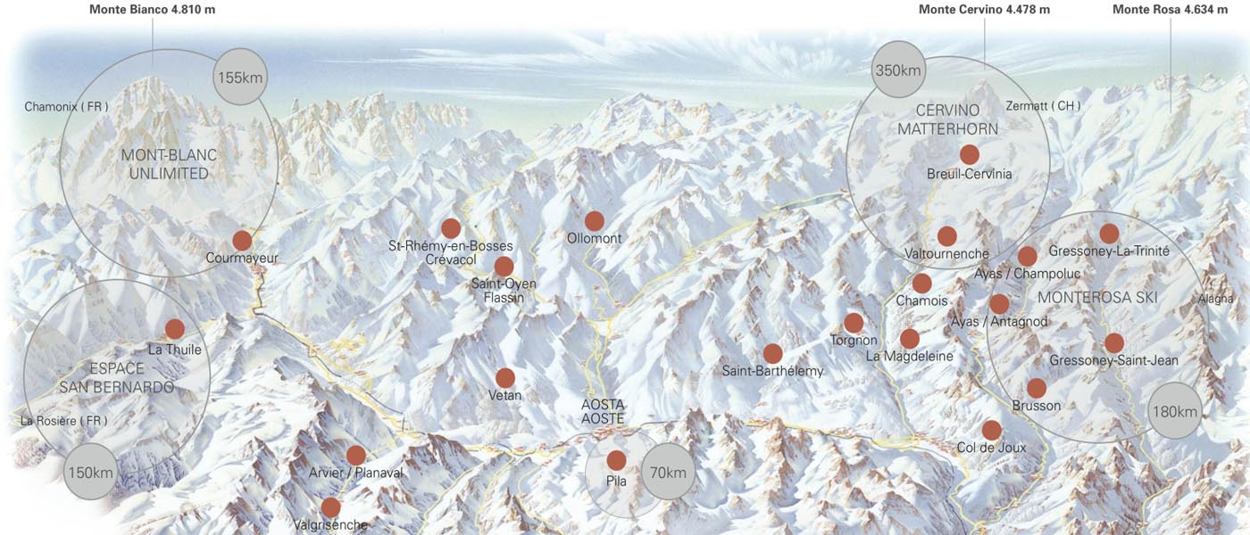 Ski mapa Valle d'Aosta