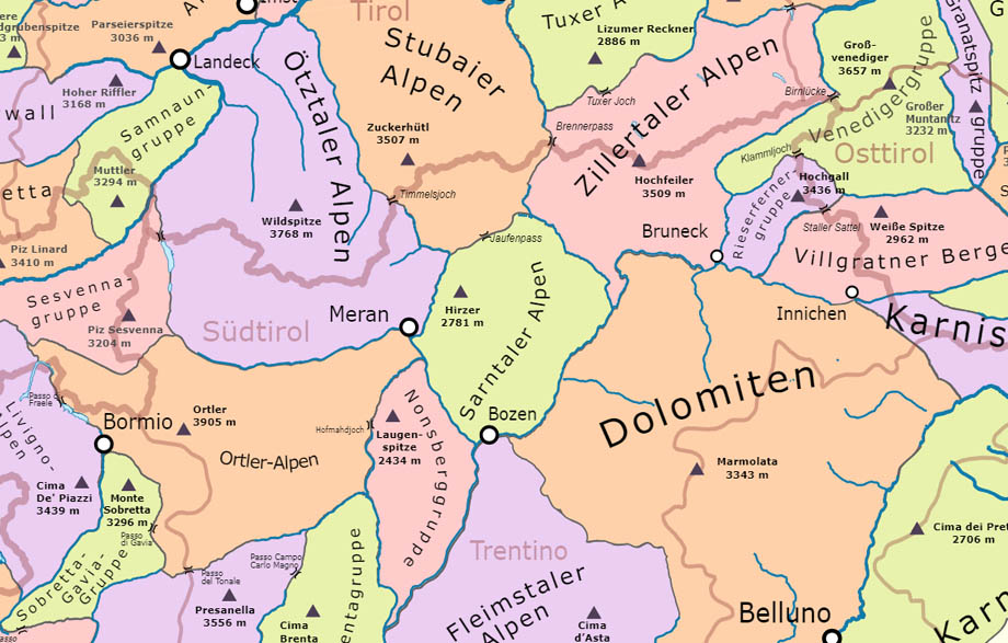 mapa Sarntalské Alpy